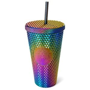 Starbucks Oil Slick Rainbow Studded Tumbler 16oz NWT Halloween 2023 Cold Cup